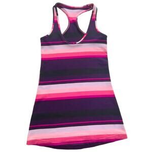 Lululemon Athletica Cool Racerback Tank Stripe Bleached Coral Pink Purple Black